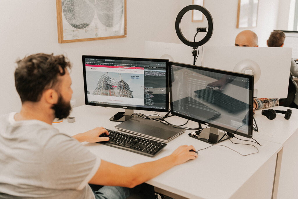 Alex building a responsive website